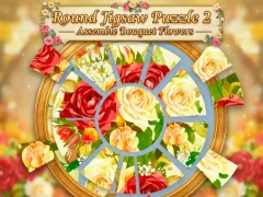 Gra Round jigsaw Puzzle 2 - Assemble Bouquet flowers w Internecie