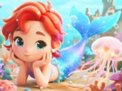 Gra Jigsaw Puzzle: Chibi Mermaid Marshmallow Jellyfish w Internecie