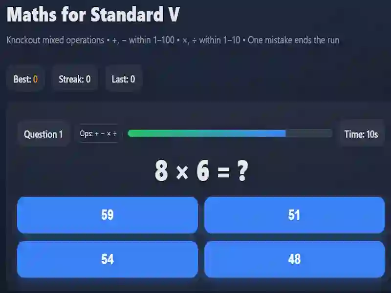 Gra Maths for Standard V w Internecie