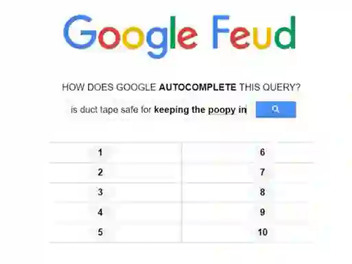 Gra Google Feud w Internecie