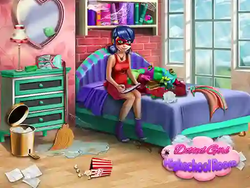 Gra Dotted Girl: Highschool room w Internecie