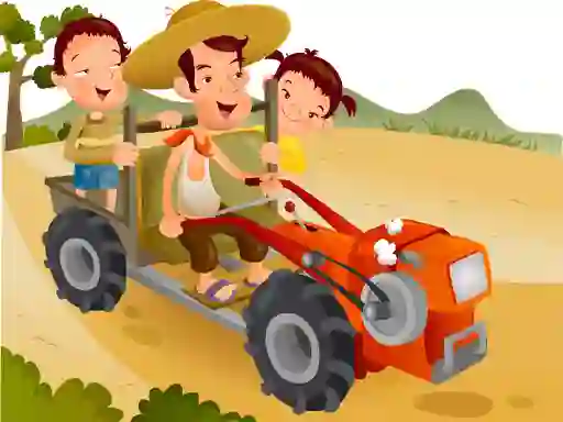 Gra Cartoon Tractor Puzzle w Internecie