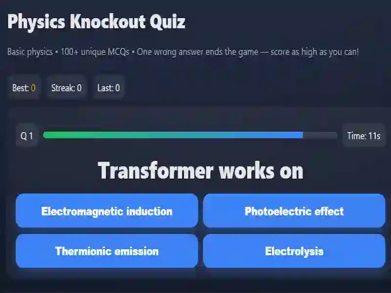 Gra Physics knowledge quiz w Internecie
